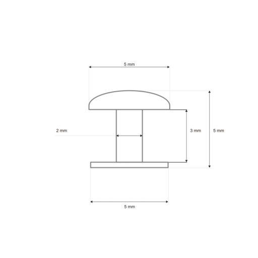 Kožené nity jednostranné strieborné 5x5 mm 100 ks