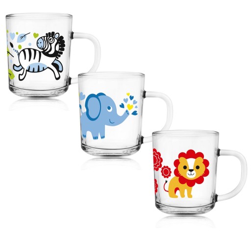 Sklenené hrnčeky Glasmark poháre Tola 200ml Mix Animals 3 ks
