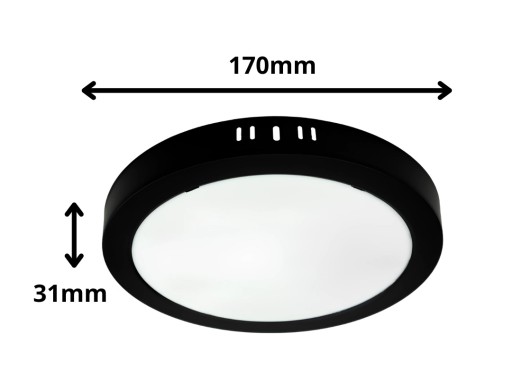 Prisadené stropné svietidlo Plafon LED okrúhle čierne 12W 17cm 4000K
