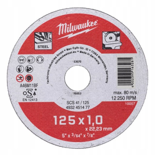 MILWAUKEE Rezný kotúč na oceľ a kovy 125x1