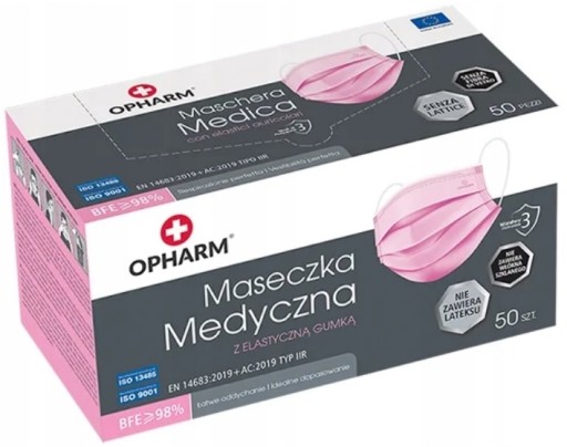 MASKA JEDNORÁZOVÁ OCHRANNÁ MASKA RUŽOVÁ 50 ks.