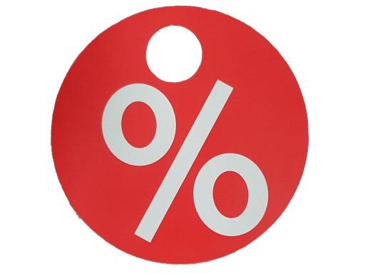 ŠTÍTOK PROPAGAČNÝ TANIER % POCENT 15 CM