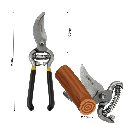 Záhradné záhradnícke nožnice 20 mm Jednoručné nožnice ostré 200 mm Ergonomické