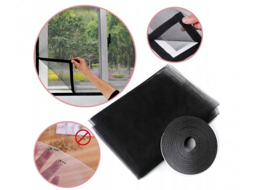 SIEŤKA PROTI HMYZU NA OKENNOM 150x150 + VELCRO ČIERNY PROTI HMYZU A KOMÁROM