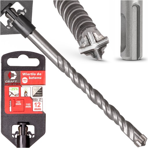 NÁSTENOVÝ VRTÁK 12 x 160 mm SDS-PLUS krížový vrták do BETÓNU pre Sds vrták