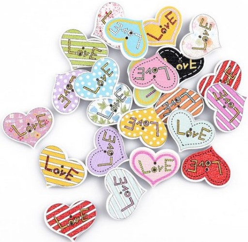 Drevená etiketa HEARTS mixcolor 5KS 1773