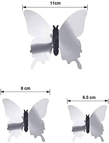 Nálepky na stenu motýľ 3D strieborné zrkadlové motýle