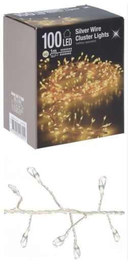LED CLUSTER RRY LAMP reťaz, 1 m, na batérie, teplé biele svetlo