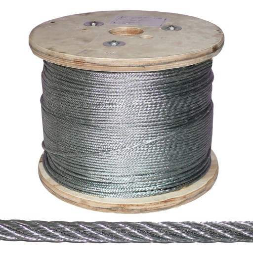 1m lano oceľové lano 4mm väzba 6x7+FC pozinkované pozink.