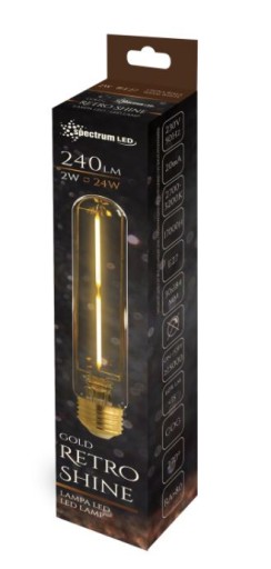 Retro LED žiarovka T30, trubica E-27, 2W teplá biela