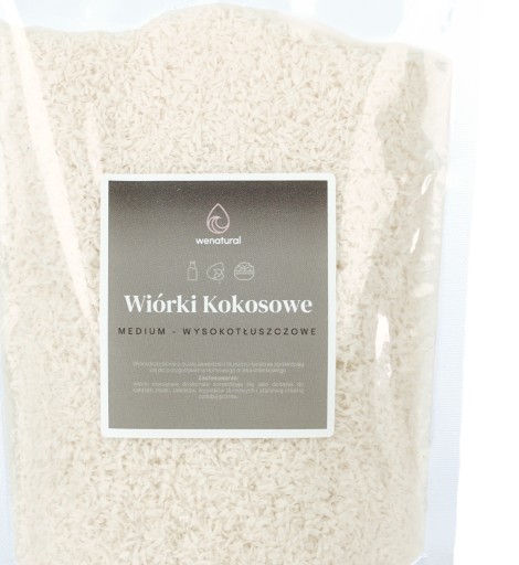 Kokosové vločky 500g Wenatural - Stredné, veľké vločky, s vysokým obsahom tuku
