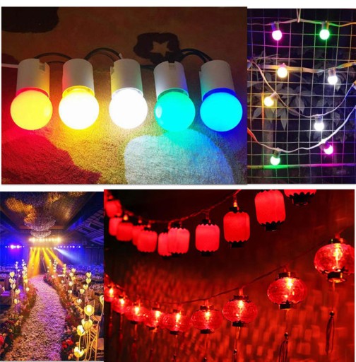 E27 LED guľová žiarovka 1W RGB Farebná dekoratívna