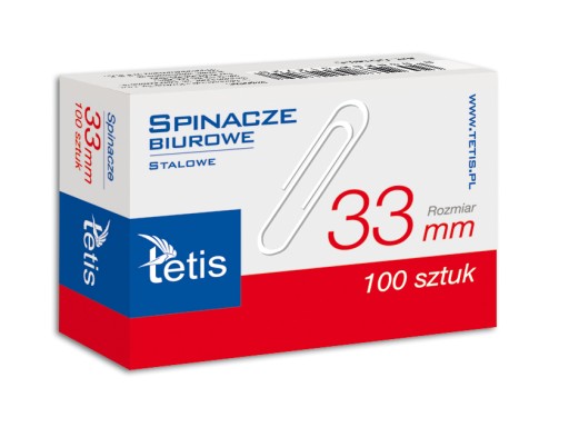 TETIS 33mm okrúhle sponky na papier, 100 kusov