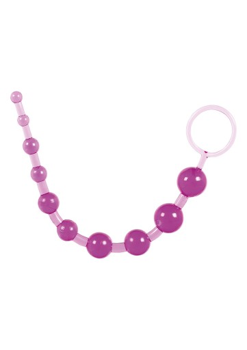 Purple Anal Beads 30 cm - progresívne s držiakom na prst - ToyJoy