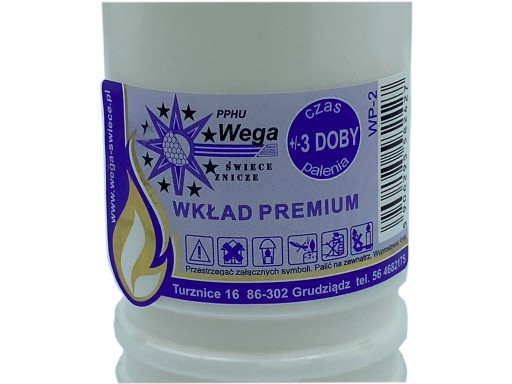 Vložka do sviečky WEGA PREMIUM - 3 dni WP-2 ZADARMO zápalky