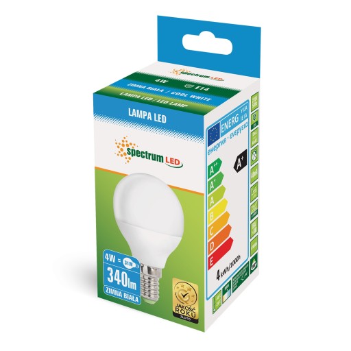 LED žiarovka BALL E14 4W 340lm 6000K studená biela