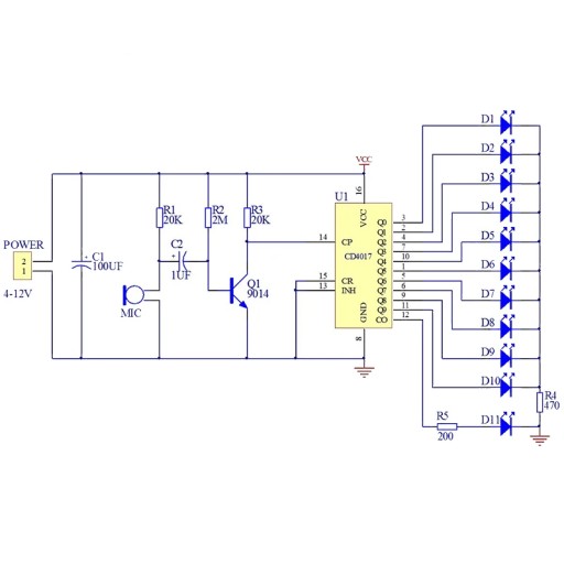 Hlasom ovládaný modul s 10 LED diódami - naučíte sa spájkovať KIT DIY
