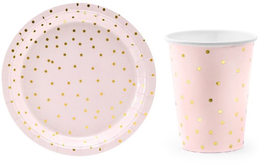 Sada tanierov PINK DOTS Hrnčeky 12 ks