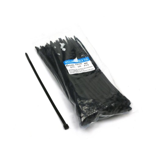 RM Sťahovacie pásky 4,6 x 200 mm 100 ks v sáčku čierna UV odolná