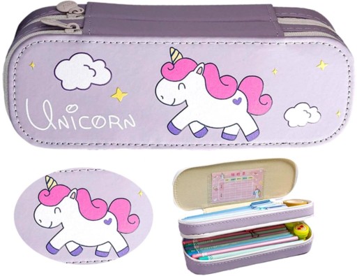 Peračník Unicorn, dve priehradky, školské fixky, pastelky