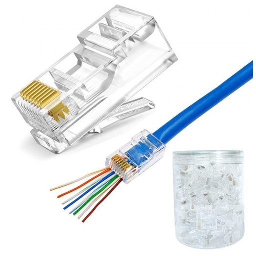 100 x RJ45 INTERNETOVÁ ZÁSTRČKA 8P8C ZLAT