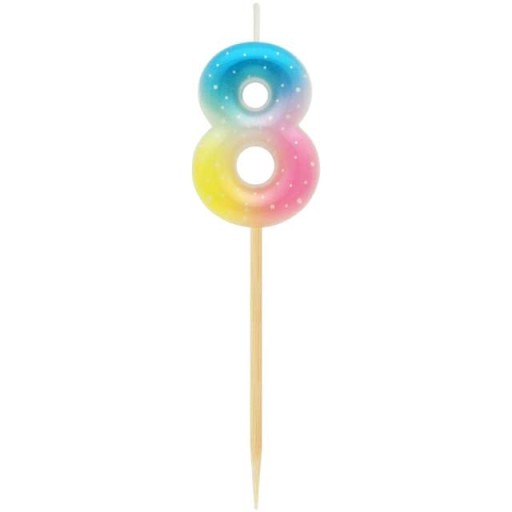 Dúhová SVIEČKA ČÍSLO 8 PIKER narodeniny PASTEL