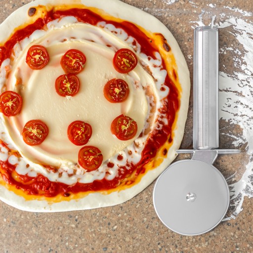 Nôž na pizzu krájač krájač ryhovanie okrúhly nerez ostrý