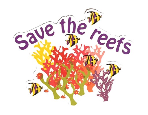 Potápačská nálepka s nápisom save the reefs
