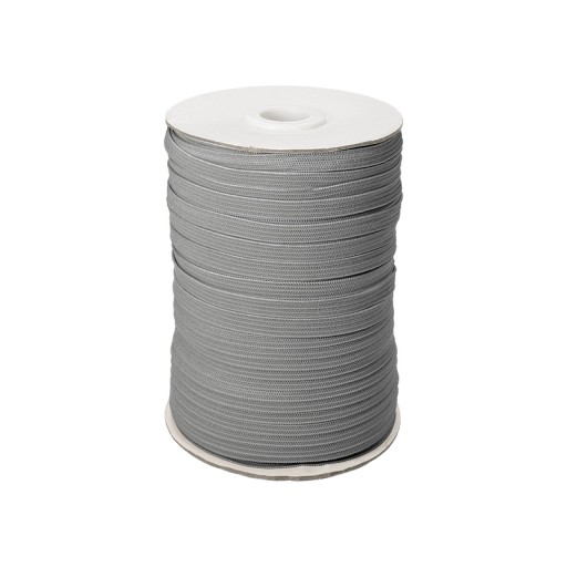 PLOCHÁ PLETENÁ GUMA, gumička, 7 mm, dĺžka 5 m, ŠEDÁ