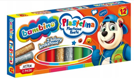 BAMBINO SCHOOL PLASTICINE 12 FAREB ZLATÝ STRIEBORNÝ GLITR