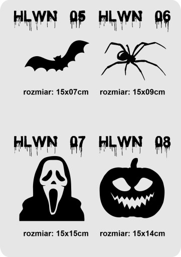 Nálepka, samolepky HALLOWEEN dekorácia tekvica pavučina netopier 8 vzorov