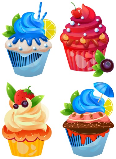 NÁLEPKY NA BIELEJ FÓLII NA NÁSTENNÉ NÁBYTOVÉ CUBBIES MUFFINY COOKIES