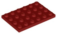 LEGO 3032 TANIER 4x6 tmavočervená (14g) 4 ks.