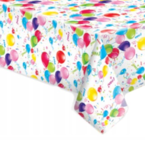Obrus, papier, farebné balóny, 180 cm x 120 cm, na narodeninový grilovací stôl GARDEN