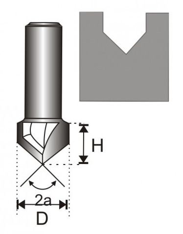 DRÁŽKOVACIA FRÉZA V T8 D8 H8 A90ST