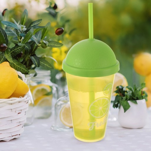 PLASTOVÝ pohár s viečkom a slamkou na pitie nápojov, vody, nápojov, 450 ml