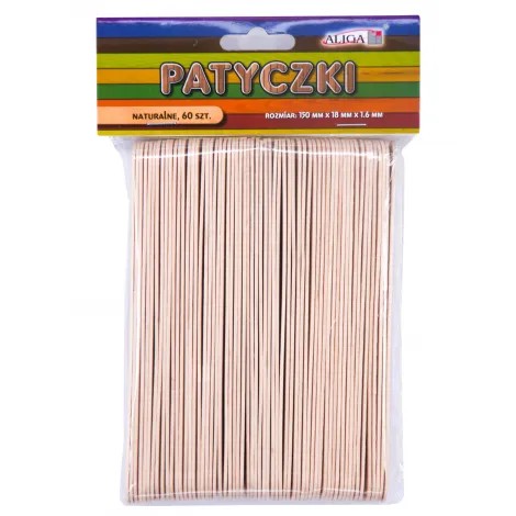 JUMBO 15cm x 1,8cm 60ks Aliga prírodné drevené kreatívne paličky