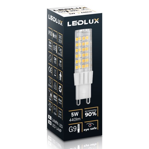 G9 LED žiarovka 5W = 55W SMD teplá neutrálna studená Premium LEDLUX nebliká