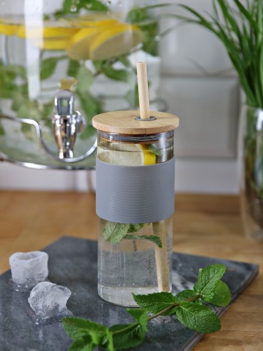 SKLENENÁ fľaša SMOOTHIE pohár 400ml bez vrchnáka bez slamky OUTLET