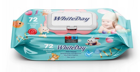 WhiteDay Rabbit vlhčené obrúsky s klipom, 72 kusov