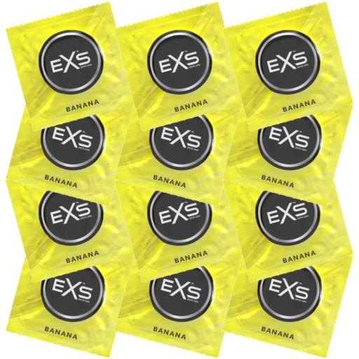EXS BANANA vonné kondómy, príchuť banán, sada 12 ks, orál