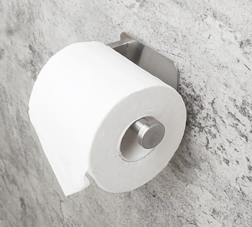 RÚČKA NA TOALETNÝ PAPIER BEZ VŔTANIE, SAMOLEPIACA, STRIEBORNÁ