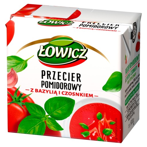 Łowicz Paradajkový pretlak, bazalka a cesnak v krabičke 500g