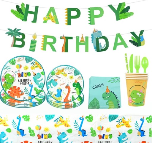 Farebné narodeninové DINOSAURS papierové taniere DINO PARTY narodeniny 6 ks