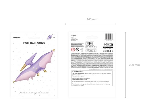 Pterodaktylový fóliový balónik 120x62 cm mix Party Deco