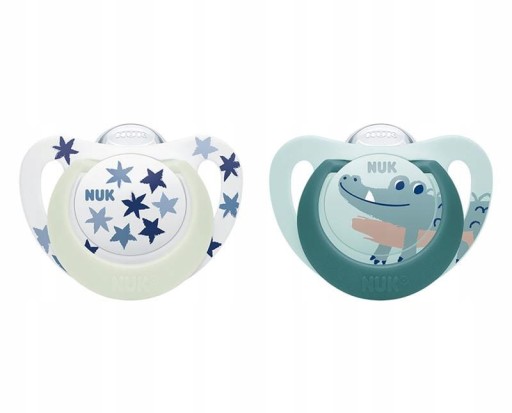 NUK SILIKÓNOVÉ SOATKY ANATOMICAL STAR NIGHT 6-18M 2KS + PUZDRO