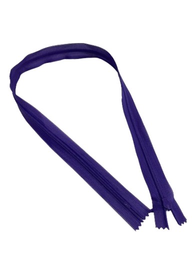 Zips, SAMOSTATNÝ Zips, KRYTÁ ČIPKA, 50cm, FIALOVÁ