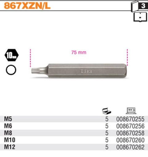 KĽÚČOVÉ KONCOVÉ BITOVÉ BITKY 10 MM DRÁŽKA M 10 BETA DĹŽKA
