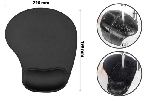 Ergonomická podložka pod myš 226 x 190 mm čierna