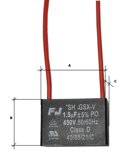 ŠTARTOVACÍ KONDENZÁTOR PRE VENTILÁTOROV 1,5uF/450V